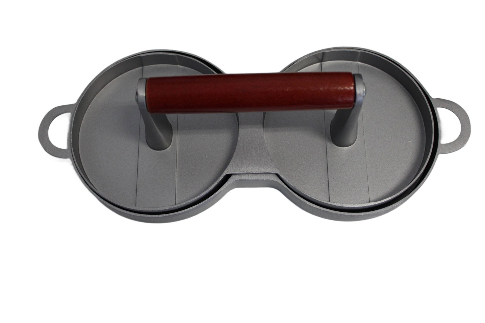 Double Hamburger Patty Press: Double Hamburger Patty Press. 4" H x 11" W x 5" D.