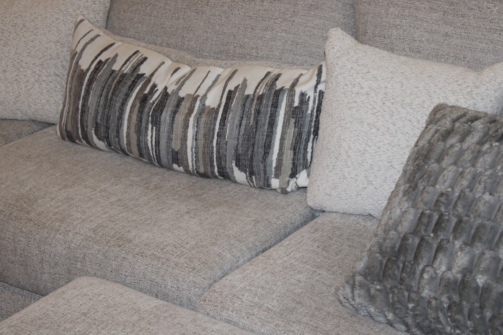 Beige Five Piece Modular Sectional Couch plus Ottoman - 5