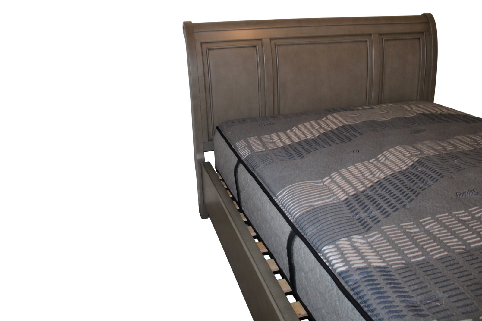 Light Gray King Sleigh Storage Platform Bed - 2