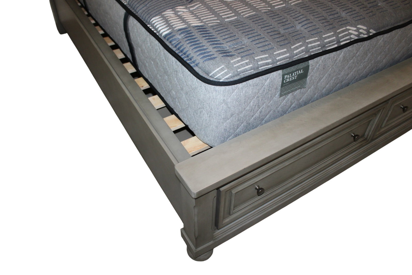 Light Gray King Sleigh Storage Platform Bed - 3