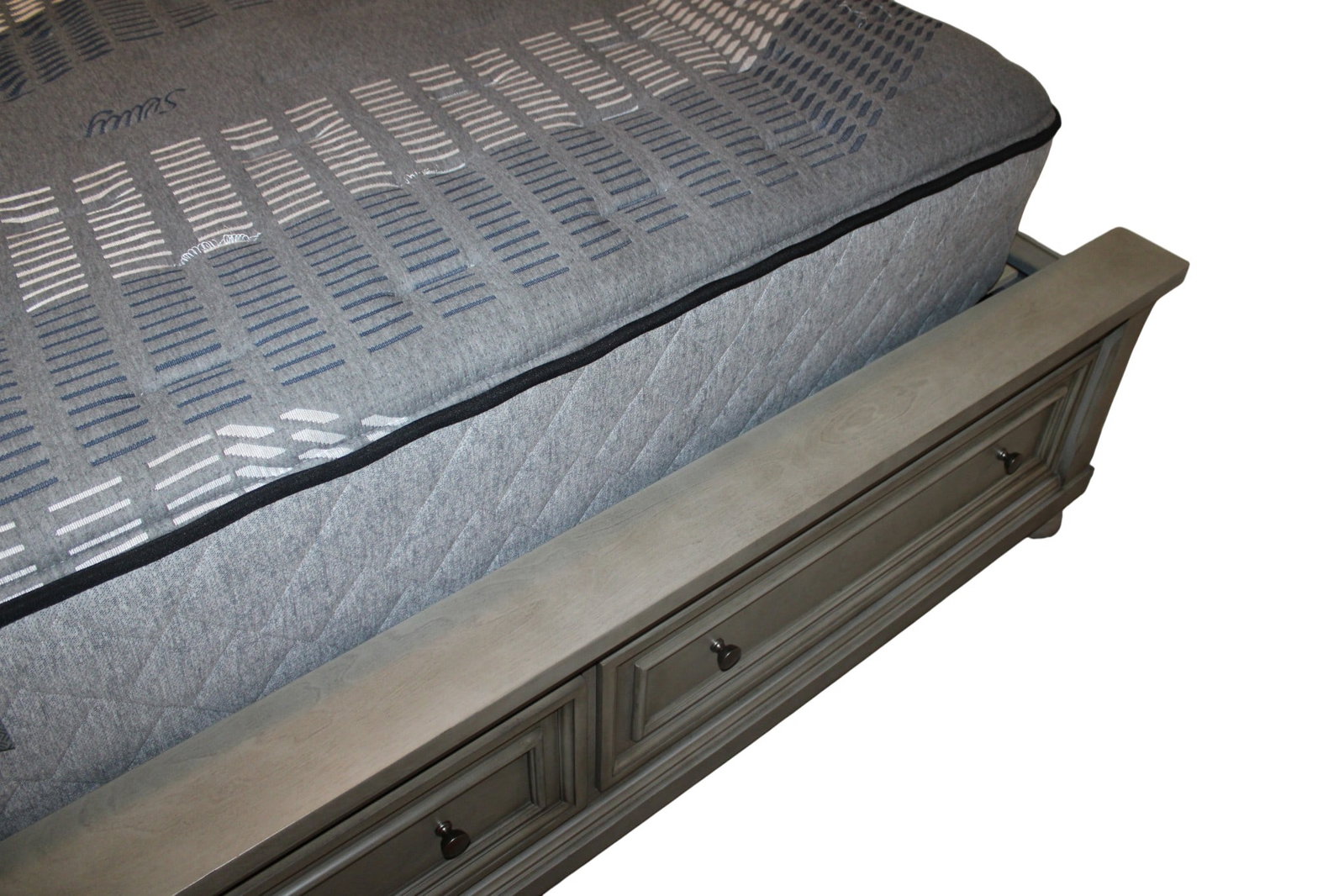 Light Gray King Sleigh Storage Platform Bed - 4