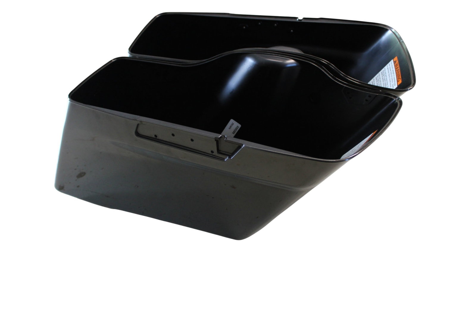 Harley Davidson Pair of Hard Black Saddlebags: Harley Davidson Pair of Hard Black Saddlebags. 12” H x 7” W x 31” D.
