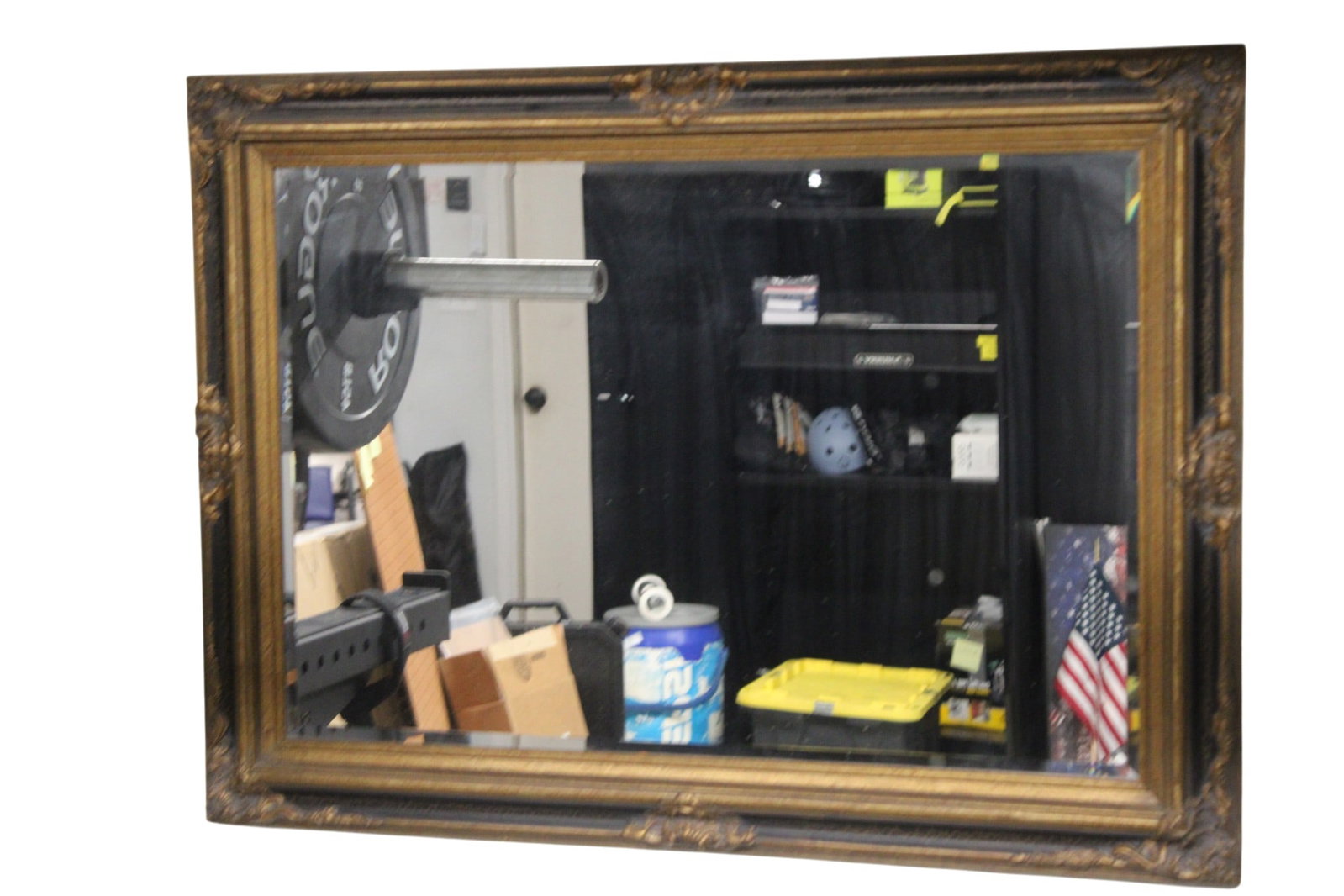Silverwood Large Mirror with Ornate Frame: Silverwood Large Mirror with Gold Ornate Frame. 31” H x 43” W.