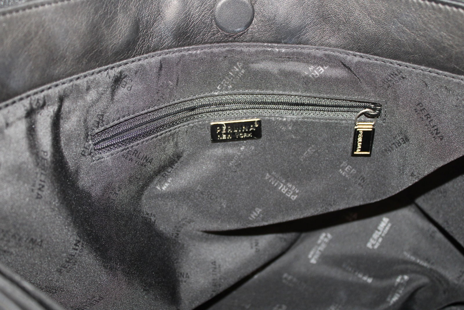 Large Perlina Black Leather Bag - 4