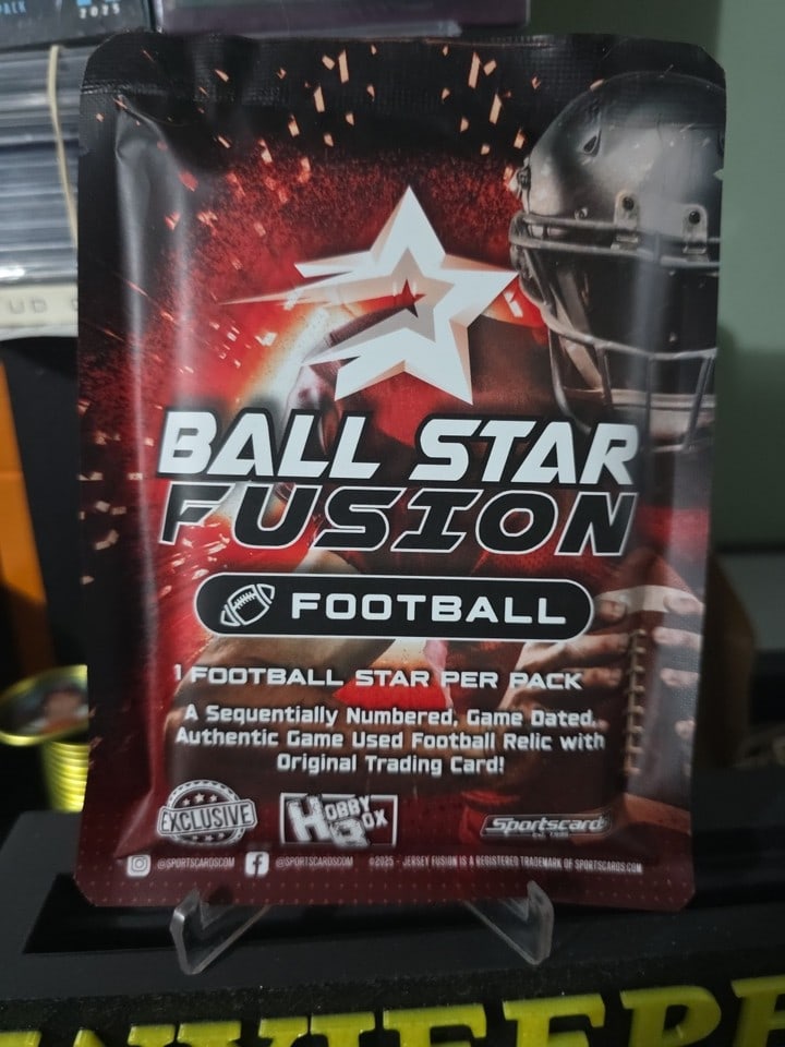 2025 Ball Star Fusion Football Red Exclusive Sealed Card Pack: The 2025 Ball Star Fusion Football Red Exclusive Sealed Card Pack is a limited edition sports trading card set featuring players from the National Football League (NFL). Each pack contains 1 card