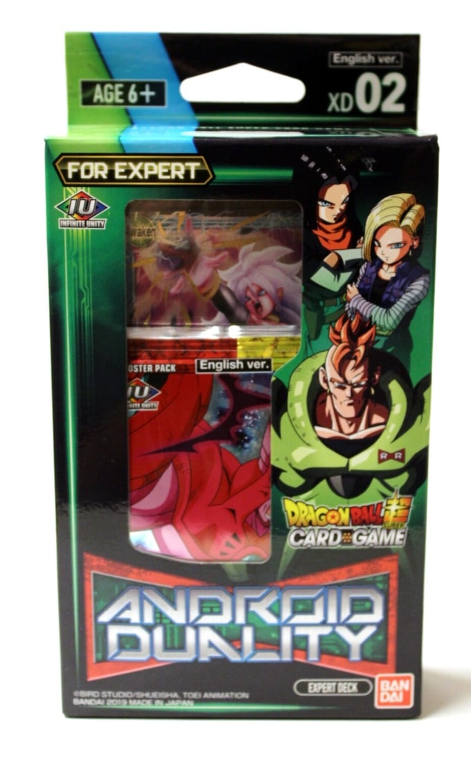 Dragon Ball Super Collectible Card Game XD 02 Android Duality Expert Deck: The Dragon Ball TCG Super Series 8 Android Duality Expert Deck XD 02 is a collectible card game set from Bandai. Released in 2019, this set features a multi-color design and is based on the popular