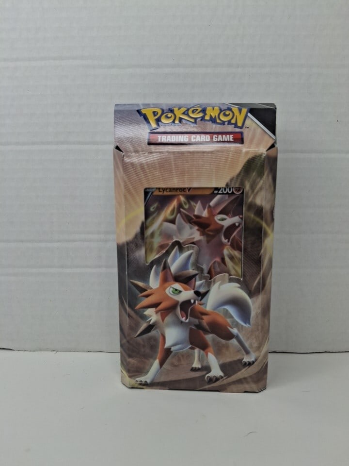 Pokemon TCG: Sword & Shield - V Battle Deck Theme Deck (Lycanroc): The product is a Pokemon Trading Card Game (TCG) V Battle Deck themed around the Sword & Shield series, specifically featuring the character Lycanroc. Manufactured by Pokemon, this deck is designed fo