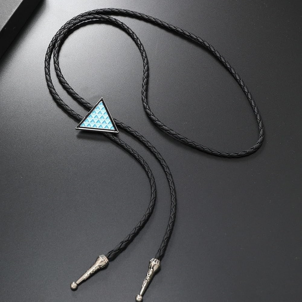 Western Cowboy Bolo Tie Men Leather Necktie Rope Cord Bl046-triangle Green: AZORA UNISEX Western Cowboy Bolo Tie Rodeo Necktie Leather Cord Pendant Necklace is one of our top quality,premium grade durable leather UNISEX necktie line with Zinc alloy is fashionable and feels ve