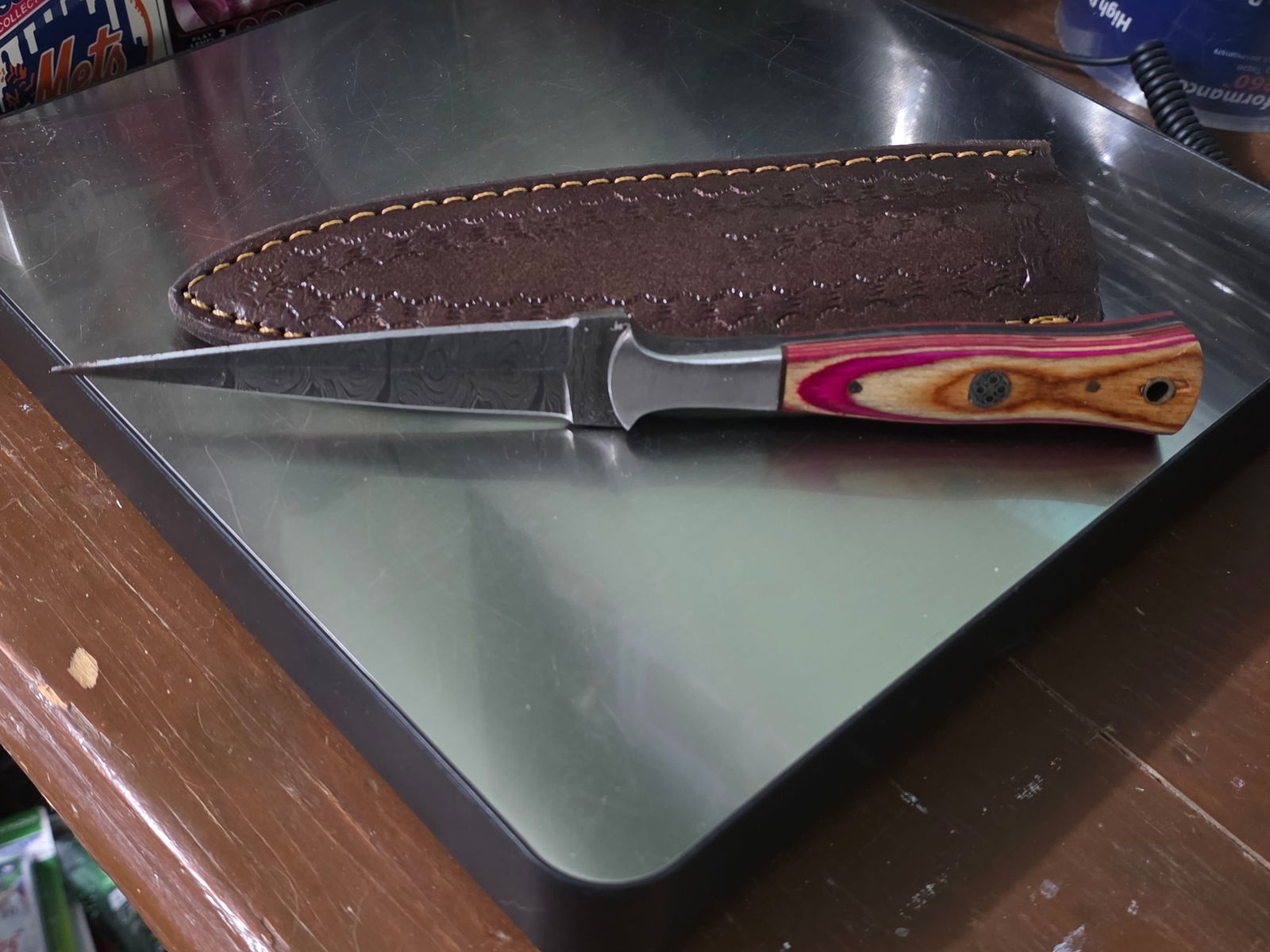 Handmade DAMASCUS STEEL KNIFE Boot Knife, Dagger Hunting knife , W/SHEATH (1 of 4)