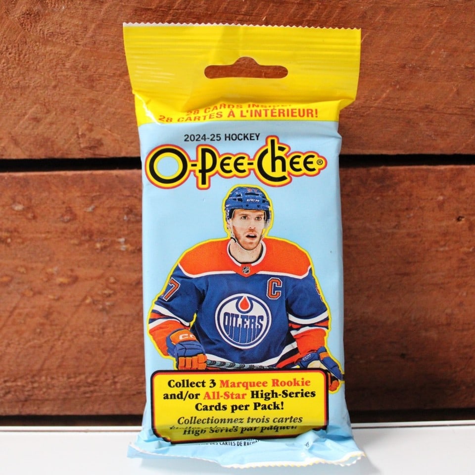 2024-25 O-Pee-Chee Hockey Cards Pack Sealed Upper Deck NHL Marquee Rookie: The 2024-25 O-Pee-Chee Hockey Cards Pack by Upper Deck is a sealed pack of sports trading cards featuring rookie players from the National Hockey League. This set is manufactured for the 2024 season,
