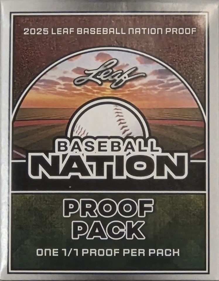2025 Leaf Baseball Nation Proof Pack *One 1/1 Proof Per Pack: The 2025 Leaf Baseball Nation Proof Pack offers collectors a unique and limited opportunity to obtain a 1/1 proof card from the Major League (MLB) season. Each pack contains one standard-sized metal c