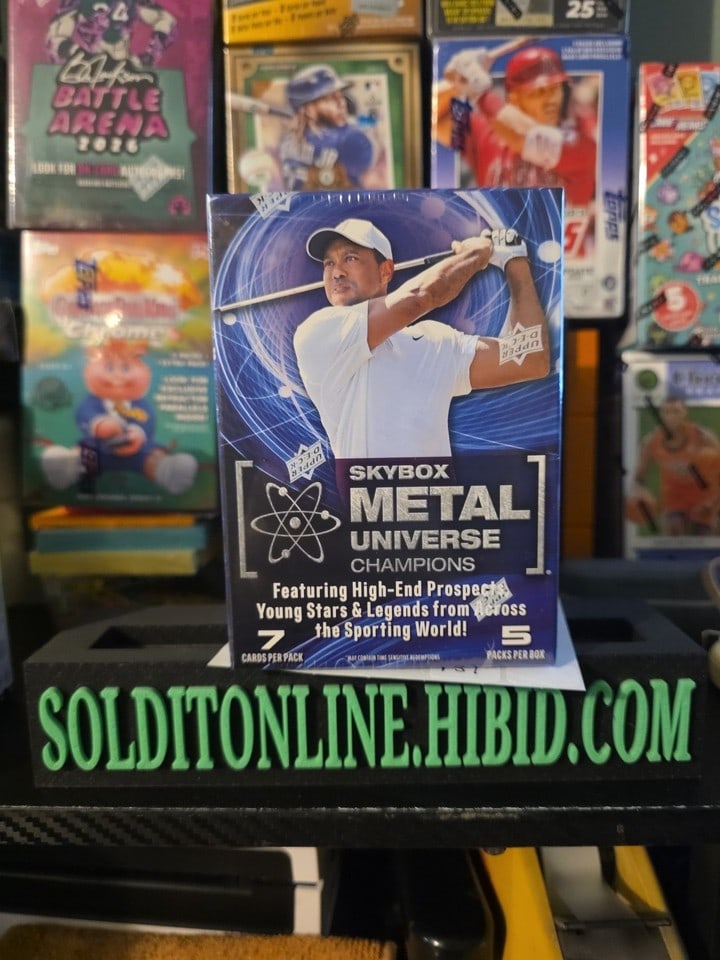 2023 Skybox Metal Universe Champions Sealed 5 Pack Blaster Box: The 2023 Upper Deck Skybox Metal Universe Champions Blaster Box is a sports trading card product featuring basketball cards from the National Hockey League (NHL). With a total of 35 cards per box, thi