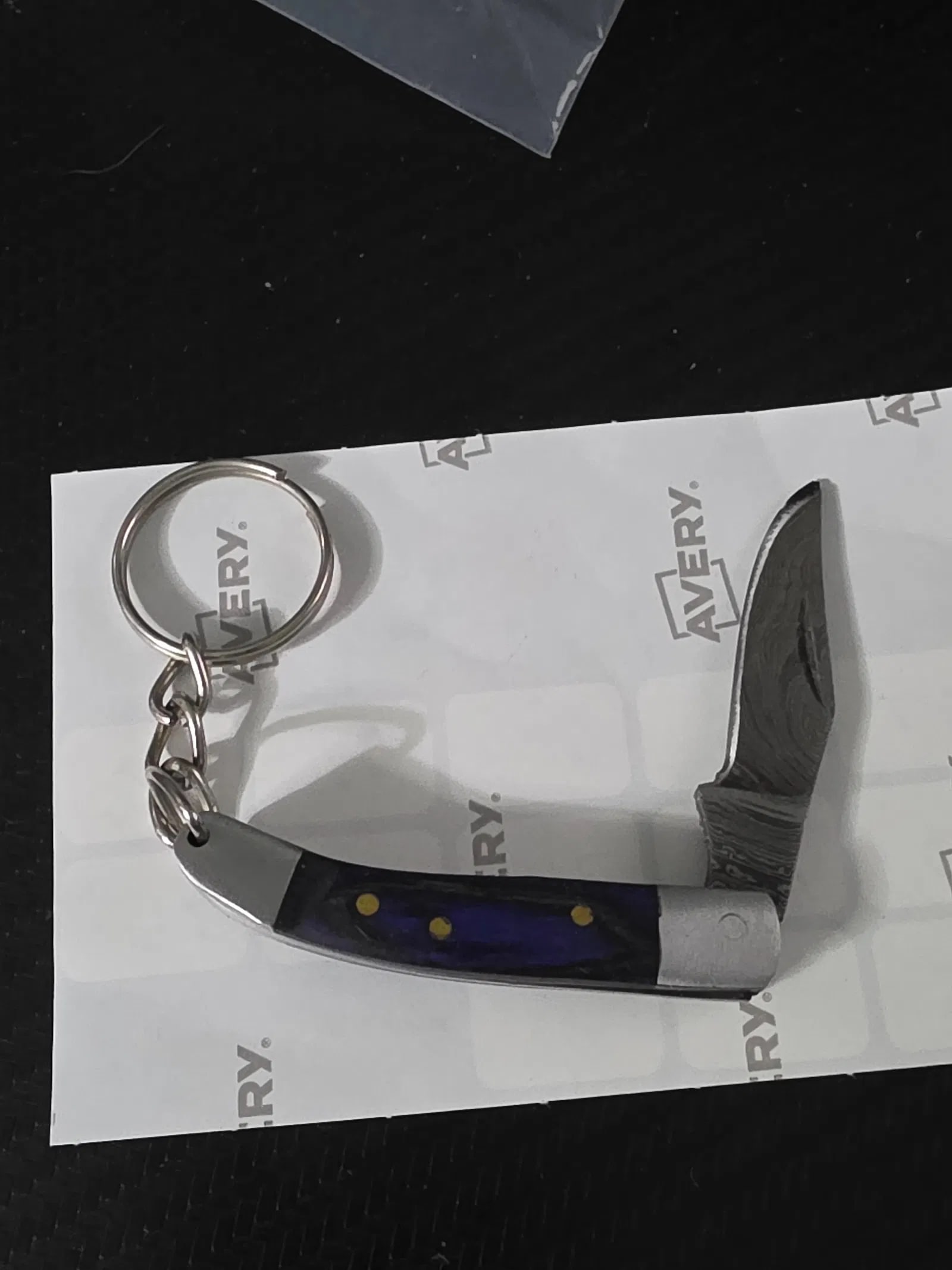 Custom Damascus folding Key Chain Pocket Knife (1 of 3)