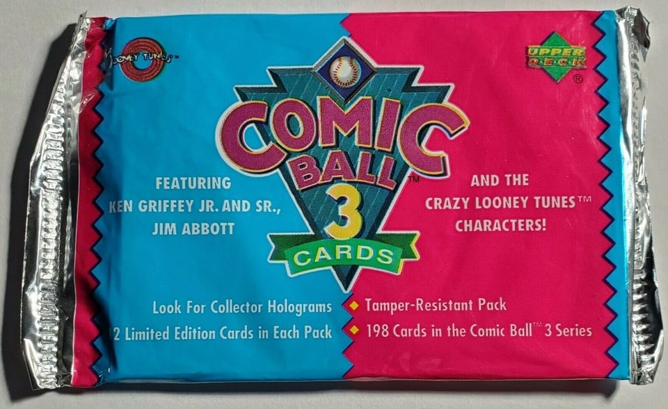 1992 Upper Deck Comic Ball 3 SEALED Pack 12 Cards Baseball: The cards are manufactured by Upper Deck and are in their original, unopened packaging. This set is a must-have for any Looney Tunes collector or fan of non-sport trading cards. Don't miss your chance