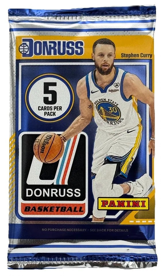 2024-25 Panini Donruss Basketball-5 Card Pack: Elevate your basketball card collection with the 2024-25 Panini Donruss Basketball 5-card pack. Each factory-sealed pack offers a chance to uncover rookie parallels, inserts, and regular cards from