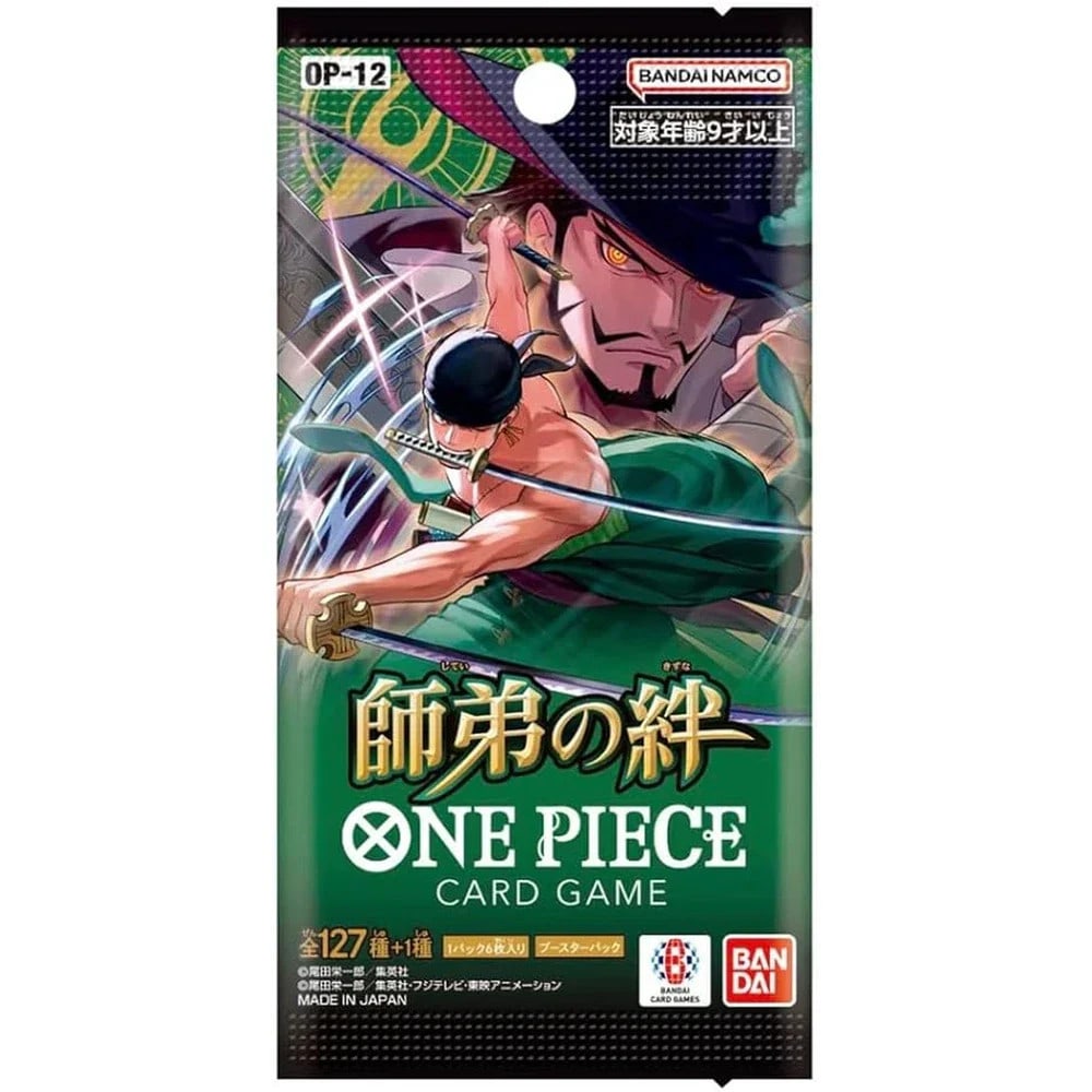 One Piece The Bonds of Master and Disciple Booster Pack - Japanese: The Bonds of Master and Disciple [OP-12] booster box highlights the legendary mentorships of the One Piece universe, featuring six new Leader cards with unique effects and high-value chase cards like 