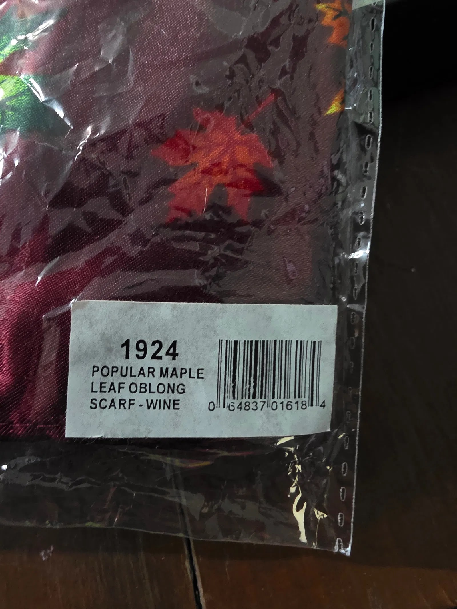 1924 maple leaf silk wine scarf - 2