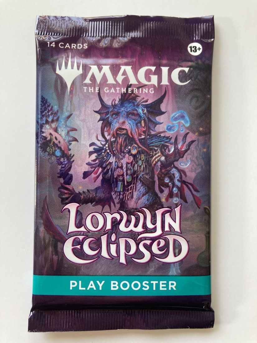 Magic the Gathering - Lorwyn Eclipsed Play Booster 14 card Pack: The product is a new and factory sealed Magic: The Gathering booster pack from the Lorwyn Eclipsed set. Manufactured by Wizards of the Coast, the pack contains standard-sized cards in English and is s