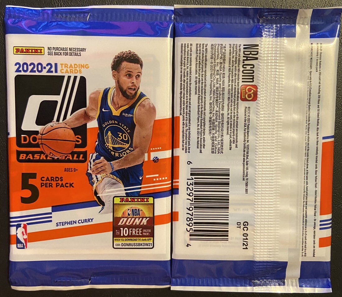 (1) 2020-2021 Panini Donruss Basketball 5 card pack: The product is a 2020-2021 Panini Donruss Basketball Gravity Pack featuring an exclusive yellow Rated Rookie cards. The cards made of 20 Pt. card stock and part of the 2020-21 NBA season set. Cards ar