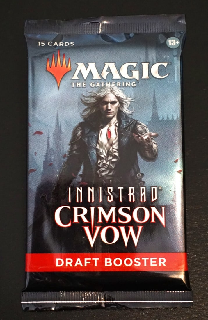 Magic the Gathering MtG Innistrad: Crimson Vow DRAFT Booster Pack [15 Cards]: The Magic The Gathering Innistrad Crimson Vow Draft Booster contains 15 cards from the popular collectible card game. Manufactured by Wizards of the Coast in 2021, this pack includes cards in English.
