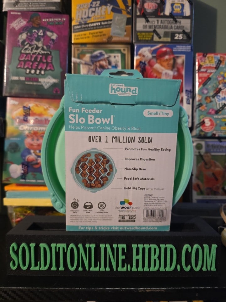 Outward Hound Fun Feeder Slo Bowl - Mint Wave, Small/Tiny - 2