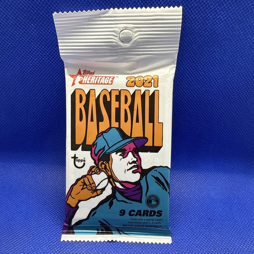 2021 Topps MLB Heritage Baseball Pack! (9 Cards): The 2021 Topps MLB Heritage Baseball Pack is a brand new, factory sealed product containing a total of 9 cards from the Topps Heritage set. As a collector's item, this pack offers fans of baseball