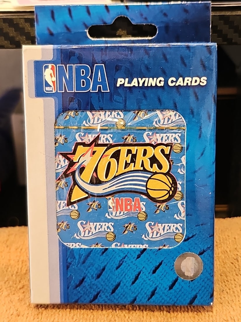 2007 NBA Philadelphia 76ers Deck Of Playing Cards, Poker Game Night Sixers: NBA Philiapelphis 76ers Playing Cards Deck. Features the classic Warriors logo on the back of each card, perfect for any fan or collector. These cards are in used but new condition ensuring they're
