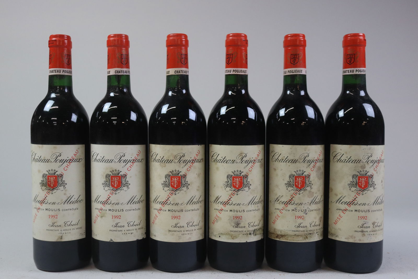 Château Poujeaux 1992: Château Poujeaux 1992 Moulis-en-Médoc, Cru Bourgeois U. IN or better, STL, LSCL R 12 bottles Per lot €260 - 360SizebottlesConditionU. IN or better, STL, LSCL