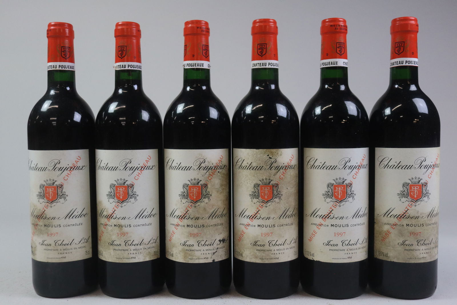 Château Poujeaux 1997: Château Poujeaux 1997 Moulis-en-Médoc, Cru Bourgeois U. IN or better, LSTL, 4LSCL R 12 bottles Per lot €320 - 420SizebottlesConditionU. IN or better, LSTL, 4LSCL