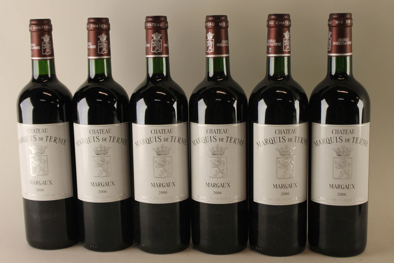 Château Marquis de Terme 2006: Château Marquis de Terme 2006 Margaux, 4ème Grand Cru Classé Excellent level and appearance R 12 bottles Per lot €380 - 480SizebottlesConditionExcellent level and