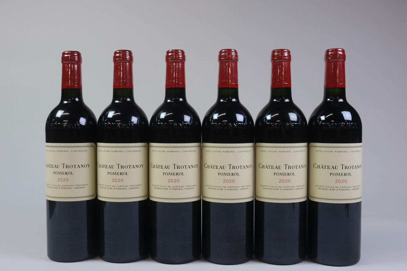 Château Trotanoy 2020: Château Trotanoy 2020 Pomerol Excellent level and appearance R 6 bottles Per lot €1200 - 1600SizebottlesConditionExcellent level and appearanceExhibited(OWC)