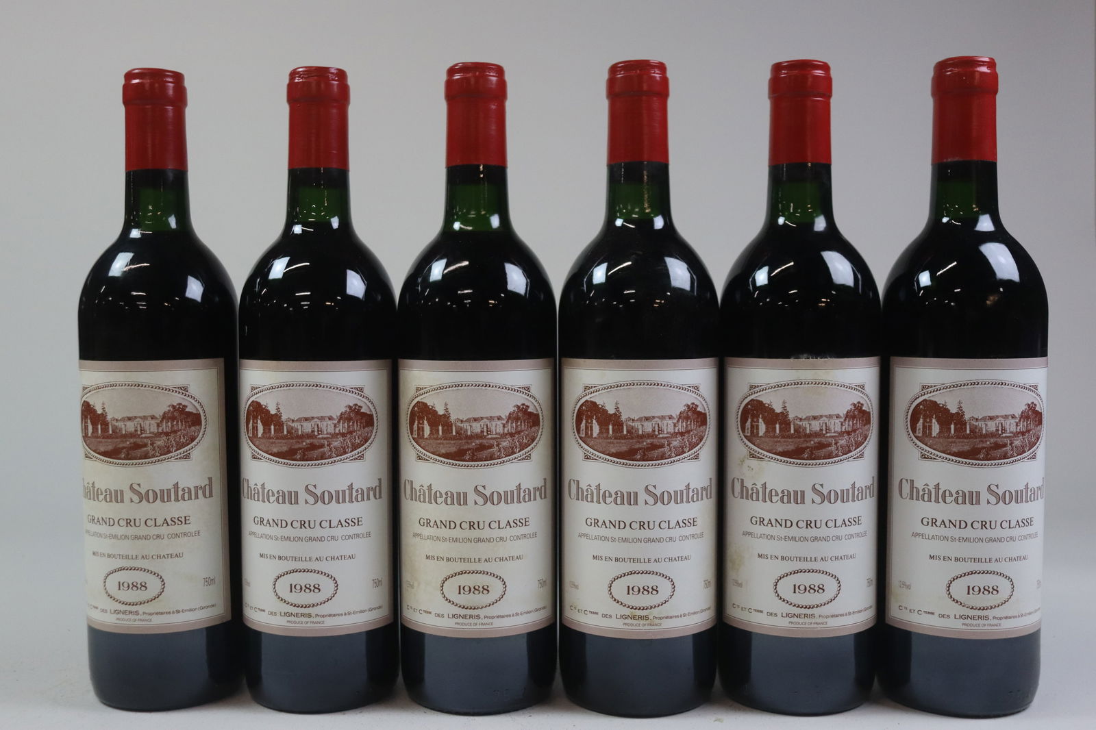 Château Soutard 1988: Château Soutard 1988 Saint-Émilion, Grand Cru Classé U. TS or better, LSTL, 4LSCL R 12 bottles Per lot €380 - 480SizebottlesConditionU. TS or better, LSTL, 4LSCL