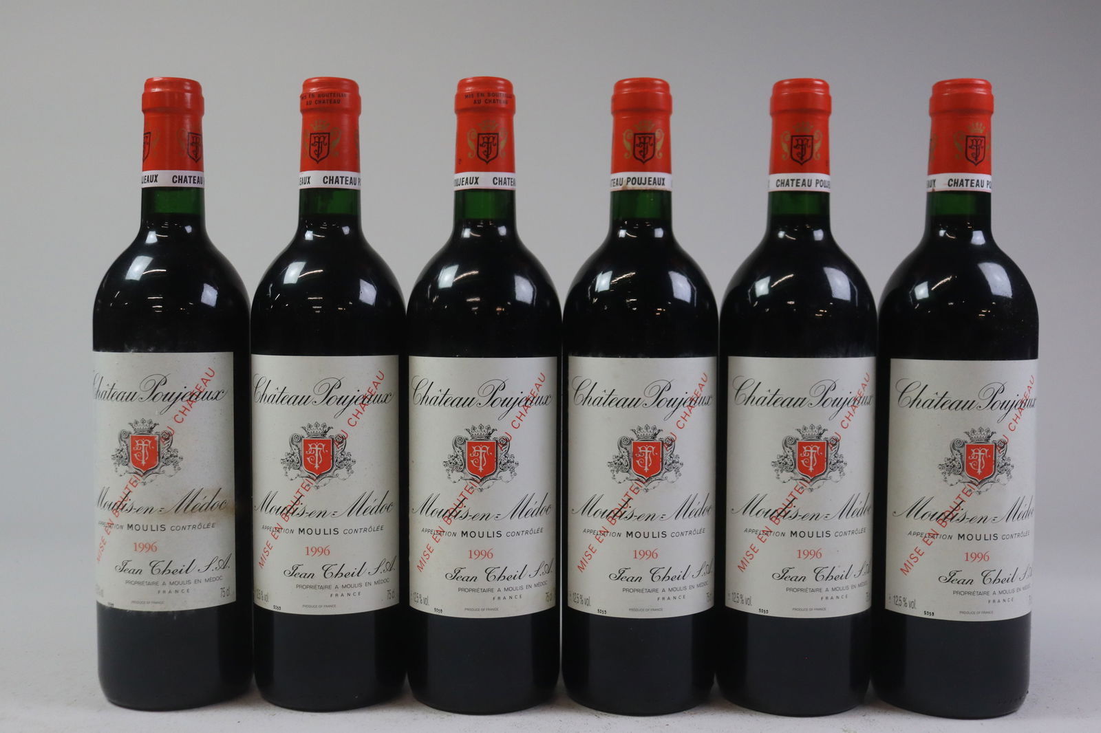 Château Poujeaux 1996: Château Poujeaux 1996 Moulis-en-Médoc, Cru Bourgeois U. IN or better, LSTL R 12 bottles Per lot €320 - 420SizebottlesConditionU. IN or better, LSTL