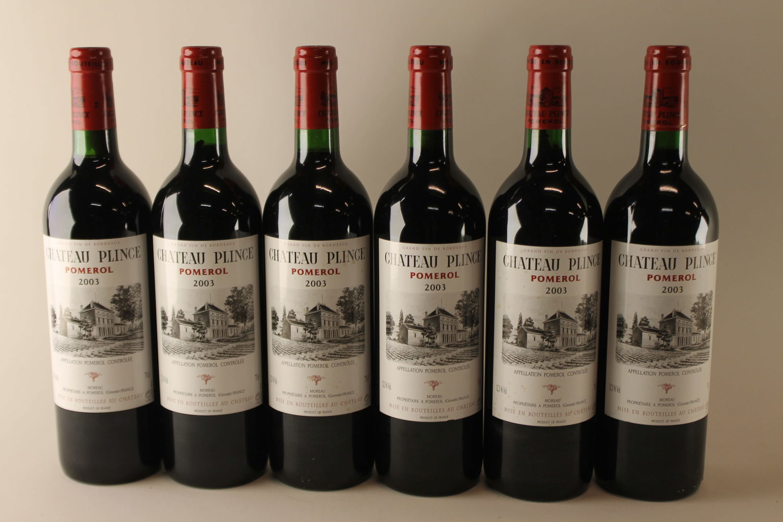 Château Plince 2003: Château Plince 2003 Pomerol U. BN or better, excellent appearance R 12 bottles Per lot €320 - 420SizebottlesConditionU. BN or better, excellent appearanceExhibited(OWC)