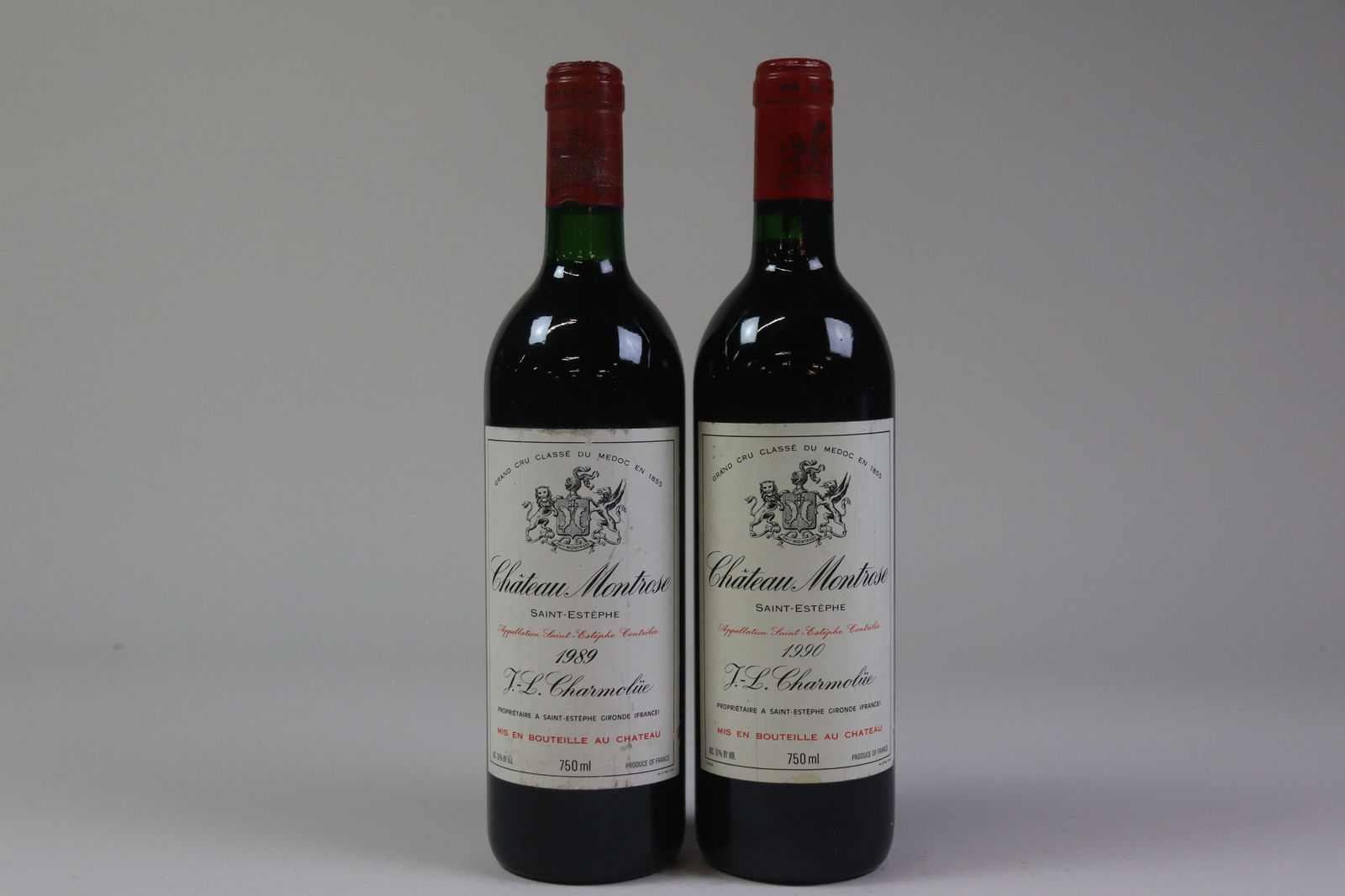 Mixed Lot Château Montrose 1989/1990: Château Montrose 1989 Saint-Estèphe, 2ème Grand Cru Classé U. BN, LSTL, LCC R 1 bottle Château Montrose 1990 Saint-Estèphe, 2ème Grand Cru Classé U. IN, L