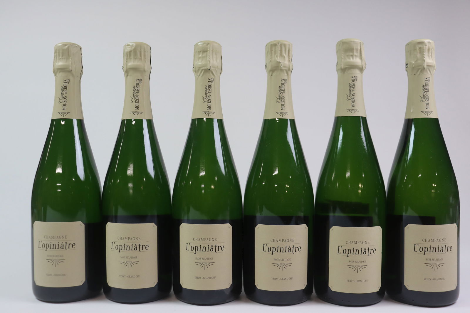 Champagne 'L'opiniâtre' Blanc de Blancs Grand Cru Extra-Brut 2016: Champagne 'L'opiniâtre' Blanc de Blancs Grand Cru Extra-Brut 2016 Mouzon-Leroux, Verzy Excellent level and appearance; dégorgement 10/2021 S 11 bottles Per lot €600 - 800 Size