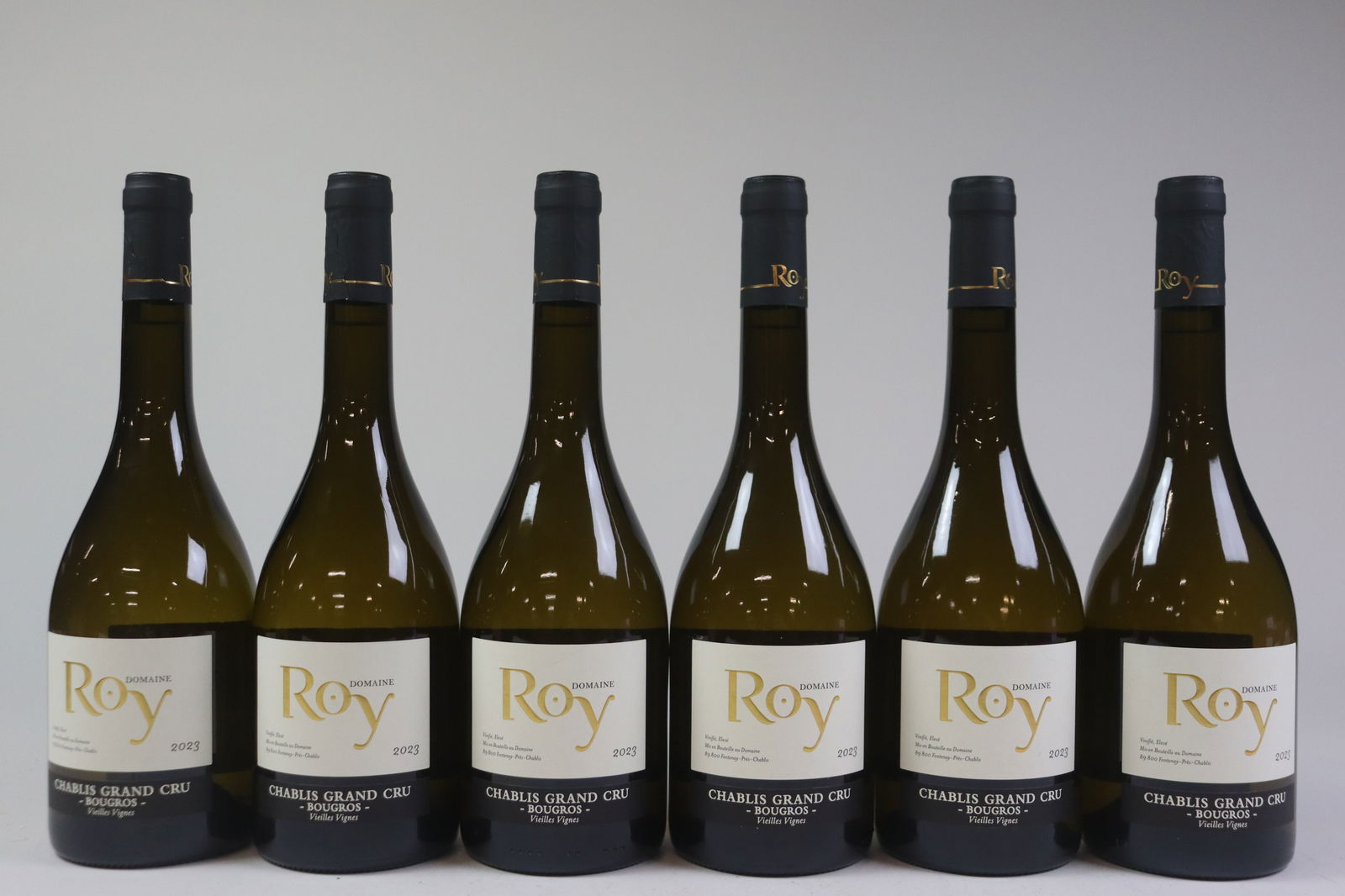 Chablis ‘Bougros’ Grand Cru 'Vieilles Vignes' 2023: Chablis ‘Bougros’ Grand Cru 'Vieilles Vignes' 2023 Domaine Roy, Fontenay-près-Chablis Excellent level and appearance W 6 bottles Per lot €240 - 340 Size bottles