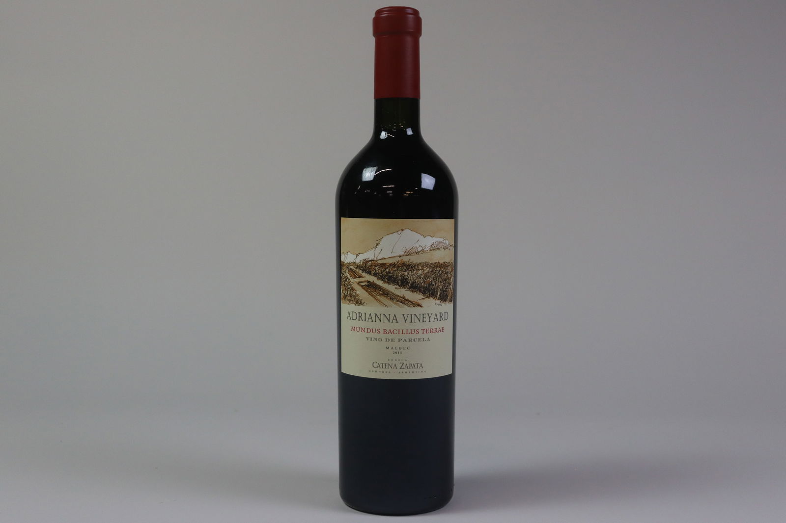 † Malbec 'Mundus Bacillus Terrae' 2015: Malbec 'Mundus Bacillus Terrae' 2015 Catena Zapata - Adrianna Vineyard, Gualtallary Excellent level and appearance R 1 bottle Per lot €100 - 150 Size bottle Condition