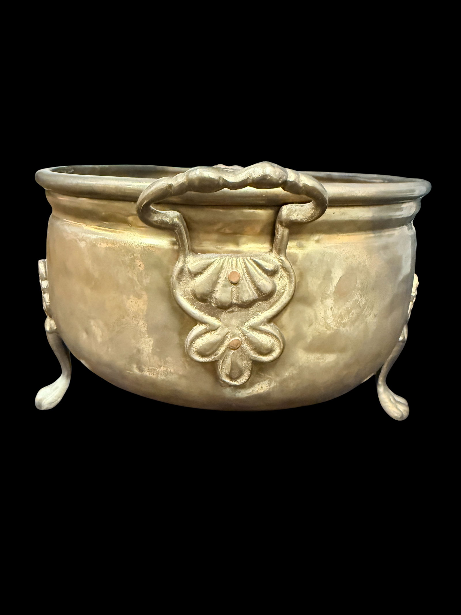 Hammered Solid Brass Footed Planter 16-Inch Long - 2