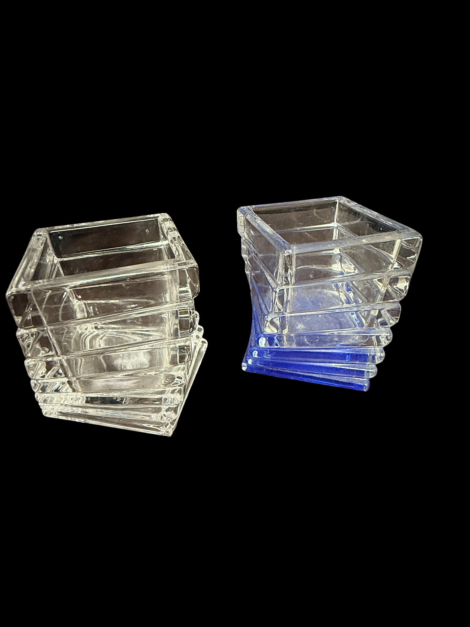 Pair Of Rosenthal Studio Linie Germany Twisted Candle Votive Holders: This is a sophisticated pair of porcelain votive or candle holders from the prestigious Rosenthal Studio Linie (Studio Line) of Germany. Characterized by a dynamic "twisted" or "swirled" architectural