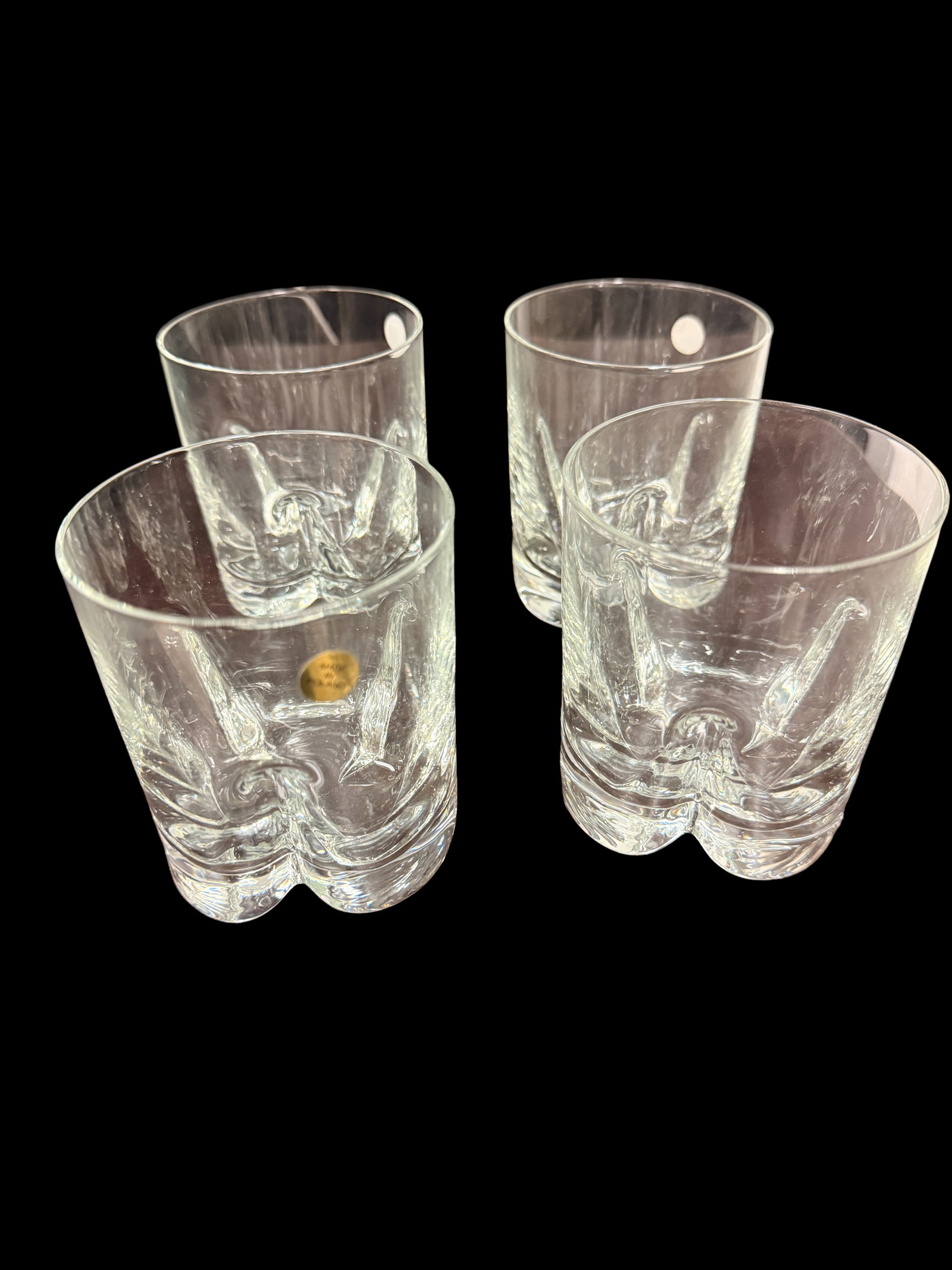 Set of 6 Krosno Poland Hand-Blown Whiskey Tumblers, Heavy Controlled Bubble Bases: his is a premium set of six (6) Old Fashioned / Rocks glasses from the world-renowned Krosno glassworks in Poland. These tumblers are quintessential examples of the brand's "Heavy Base" series, celebr