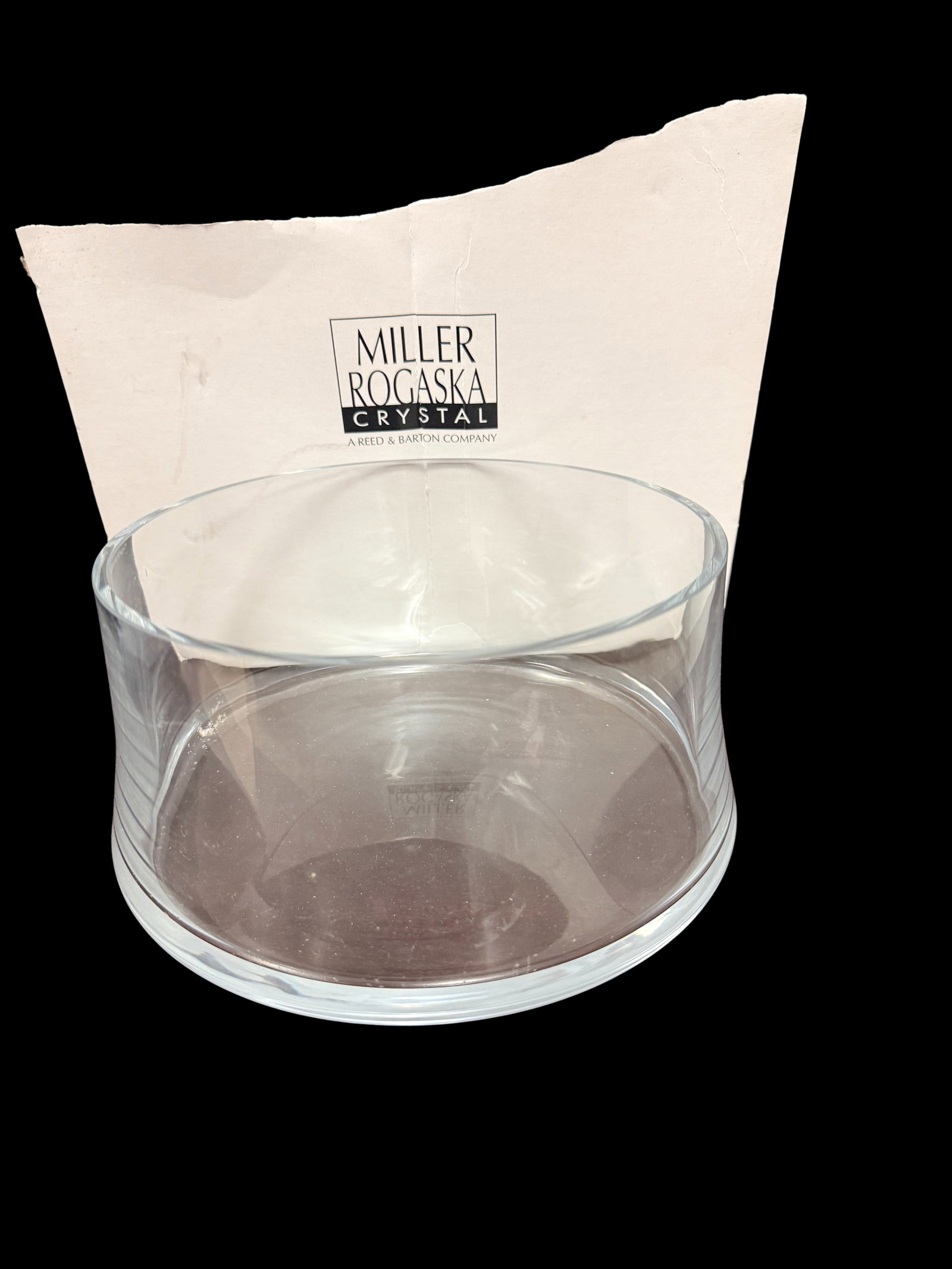 Miller Rogaska Crystal Bowl Reed & Barton Co: A clean and elegant crystal bowl by Miller Rogaska Crystal, a Reed & Barton Company, presented with its original manufacturer's packaging paper. Miller Rogaska is a respected name in fine crystal,