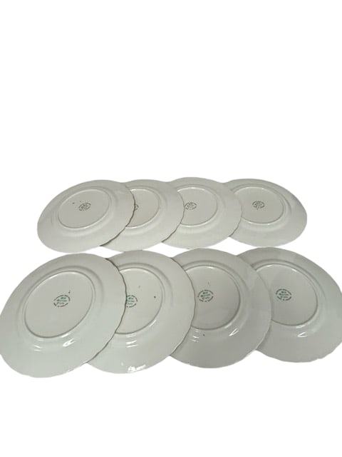 Set of 8 Vintage Tuscan Fine English Bone China "Dover" Salad Plates: Set of eight vintage fine English bone china salad plates from the historic Tuscan studio features the highly sophisticated "Dover" pattern.