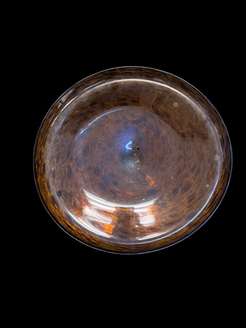 Vintage Mid-Century Modern Hand Blown Tortoise Shell Cake Stand: 4.5 Pounds 13'D