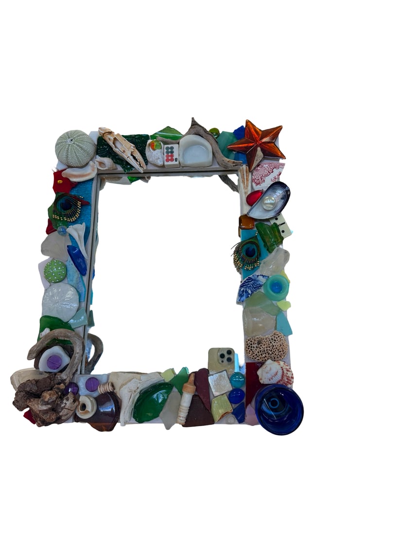 Handmade Sea Glass & Found Object Mirror (1 of 8)