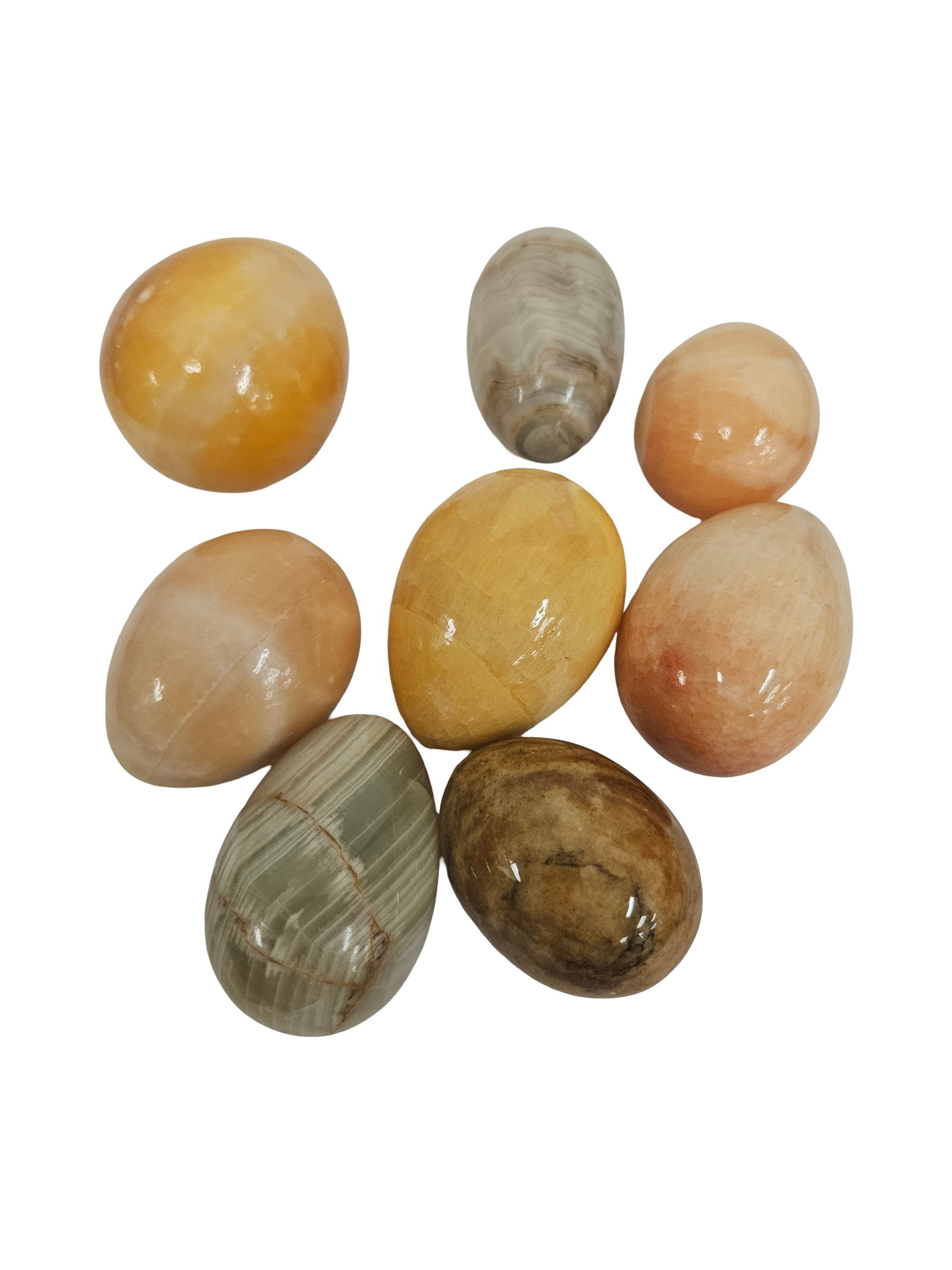Collection of 8 Polished Onyx Stone Eggs (1 of 4)