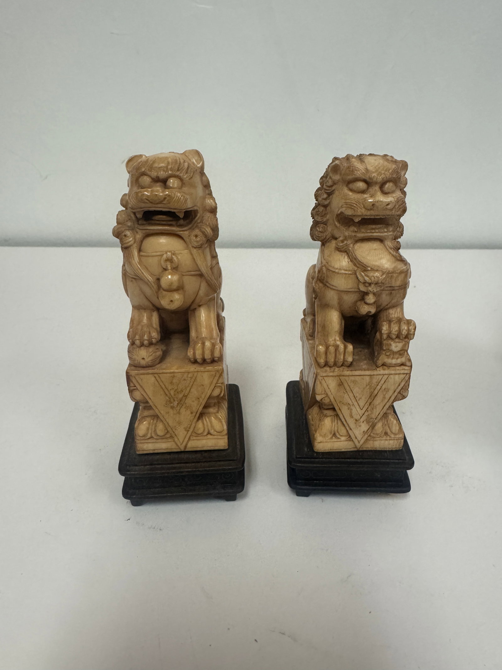 Pair of Carved Resin Foo Dog Figures (1 of 4)