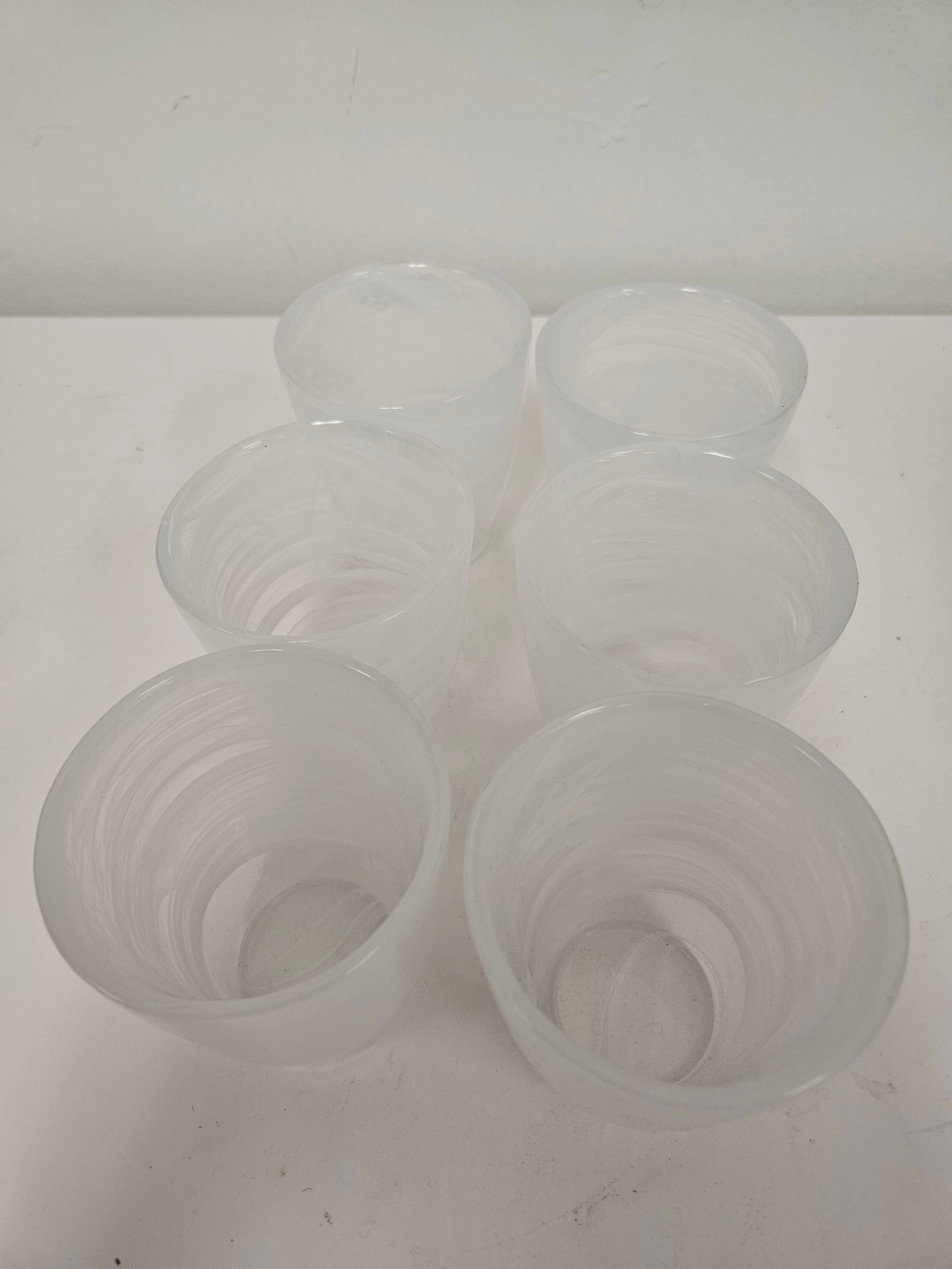 Set of 6 White Swirl Art Glass Tumblers (1 of 5)