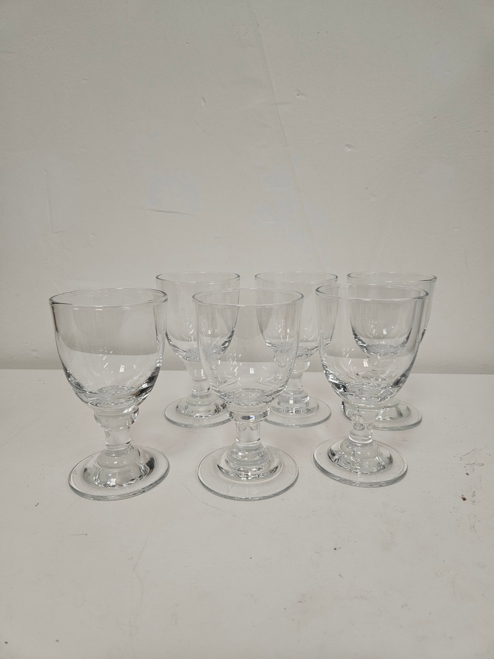Set of 6 Clear Glass Footed Goblets (1 of 6)
