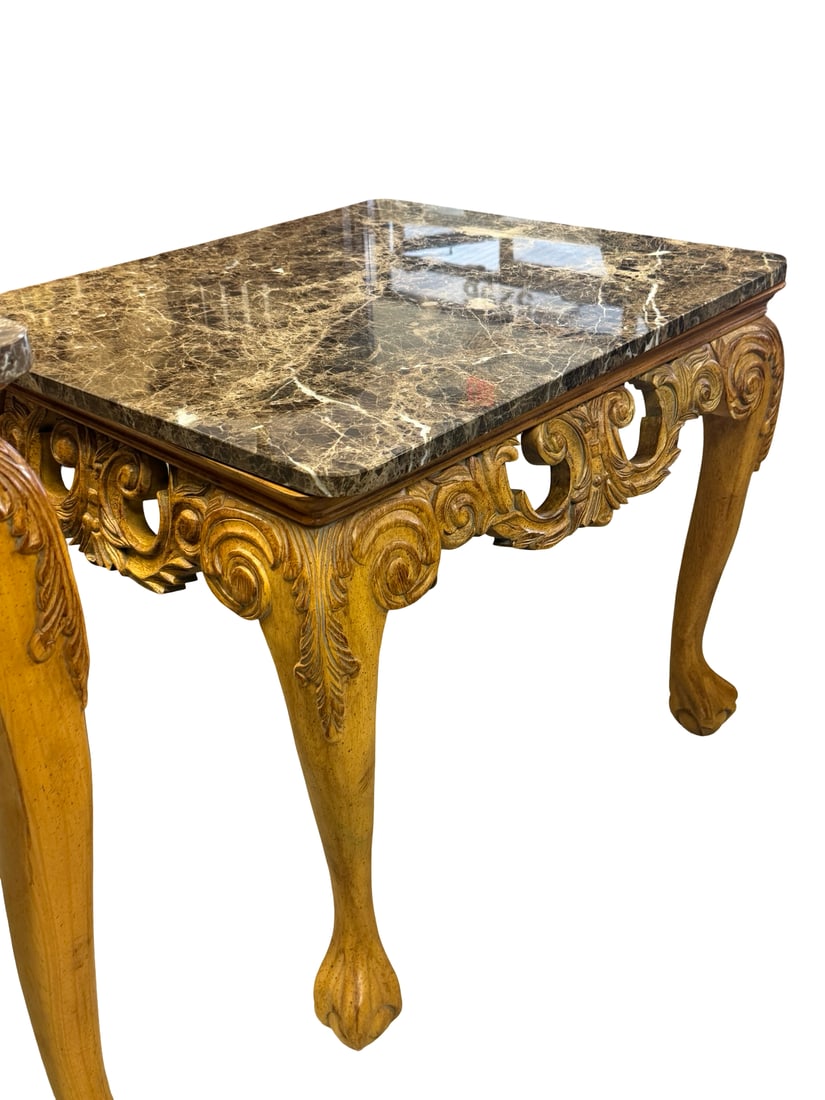 Rococo Style Marble Top Table 2 pc set - 5